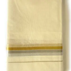 HANDLOOM COTTON MUNDU WITH GOLDEN AND KASAVU BORDERS