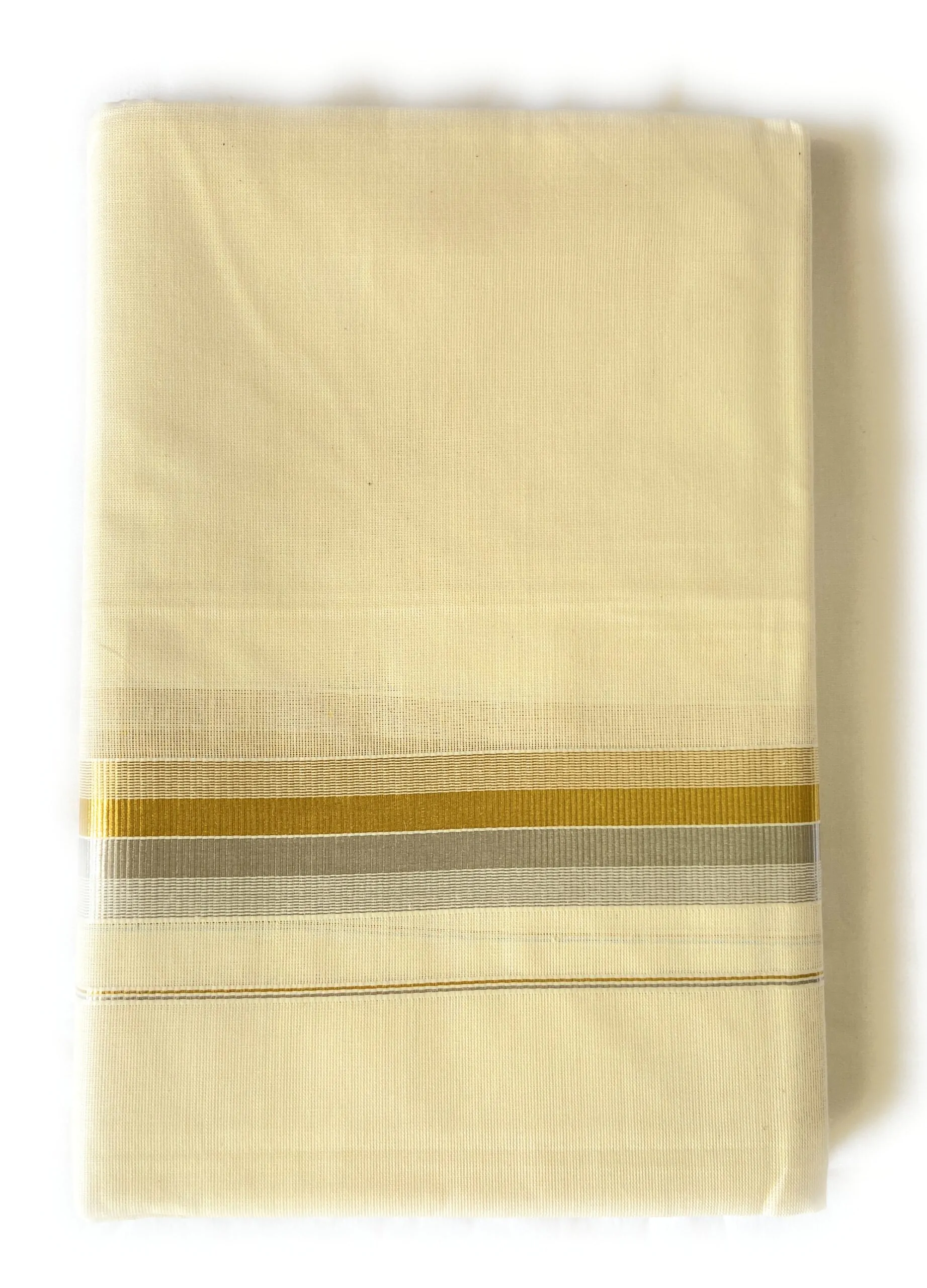 HANDLOOM COTTON MUNDU WITH GOLDEN AND KASAVU BORDERS