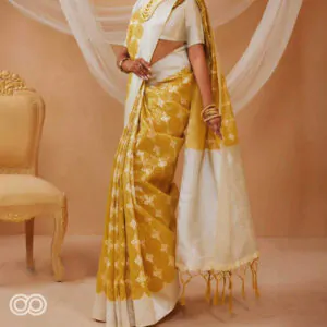 Woodloom Woven Saree White Touch Edition - Image 4