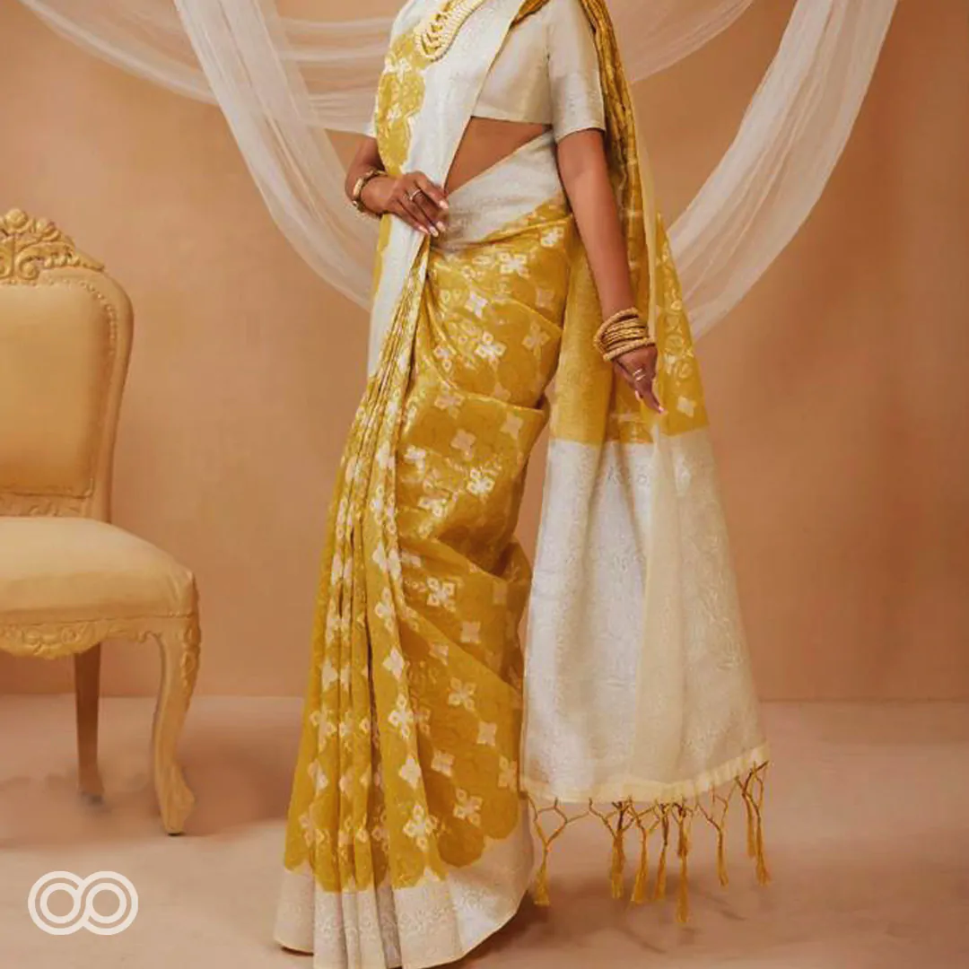 Woodloom Woven Saree White Touch Edition - Image 4