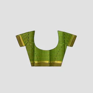 Woodloom Striped Handloom Cotton And Silk Blend Saree - Image 5
