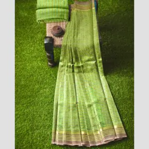 Woodloom Striped Handloom Cotton And Silk Blend Saree - Image 6