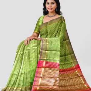 Woodloom Striped Handloom Cotton And Silk Blend Saree - Image 3
