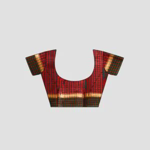 Woodloom Striped Handloom Cotton And Silk Blend Saree - Image 4