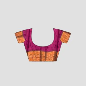 Woodloom Handloom Saree Cotton And Kora Silk Blend With Kasavu Border - Image 4