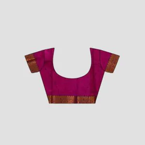 Woodloom Handloom Saree Cotton And Kora Silk Blend With Kasavu Border - Image 4