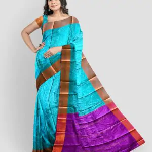 Woodloom Handloom Saree Cotton And Kora Silk Blend With Kasavu Border - Image 2