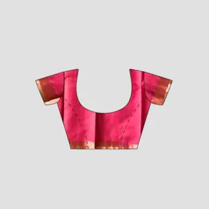 Woodloom Handloom Saree Cotton And Kora Silk Blend With Copper Finish Kasavu Border - Image 5