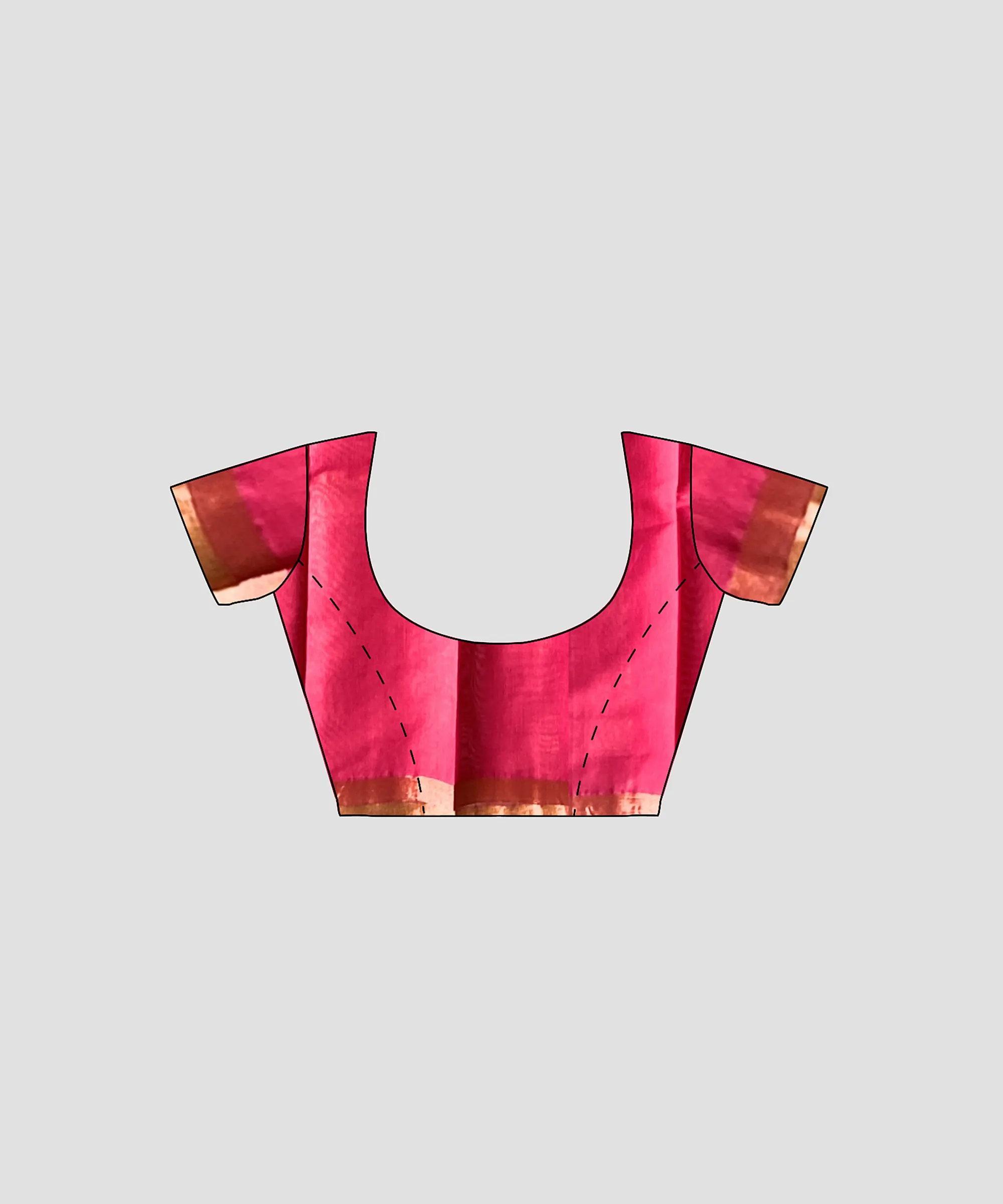 Woodloom Handloom Saree Cotton And Kora Silk Blend With Copper Finish Kasavu Border - Image 5