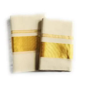 Woodloom Women Single Set Mundu With Kuri