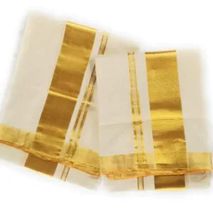 Woodloom Women Single Set Mundu With Kuri - Image 3