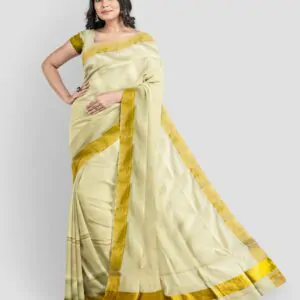 WOODLOOM HANDLOOM COTTON KERALA SAREE - Image 7