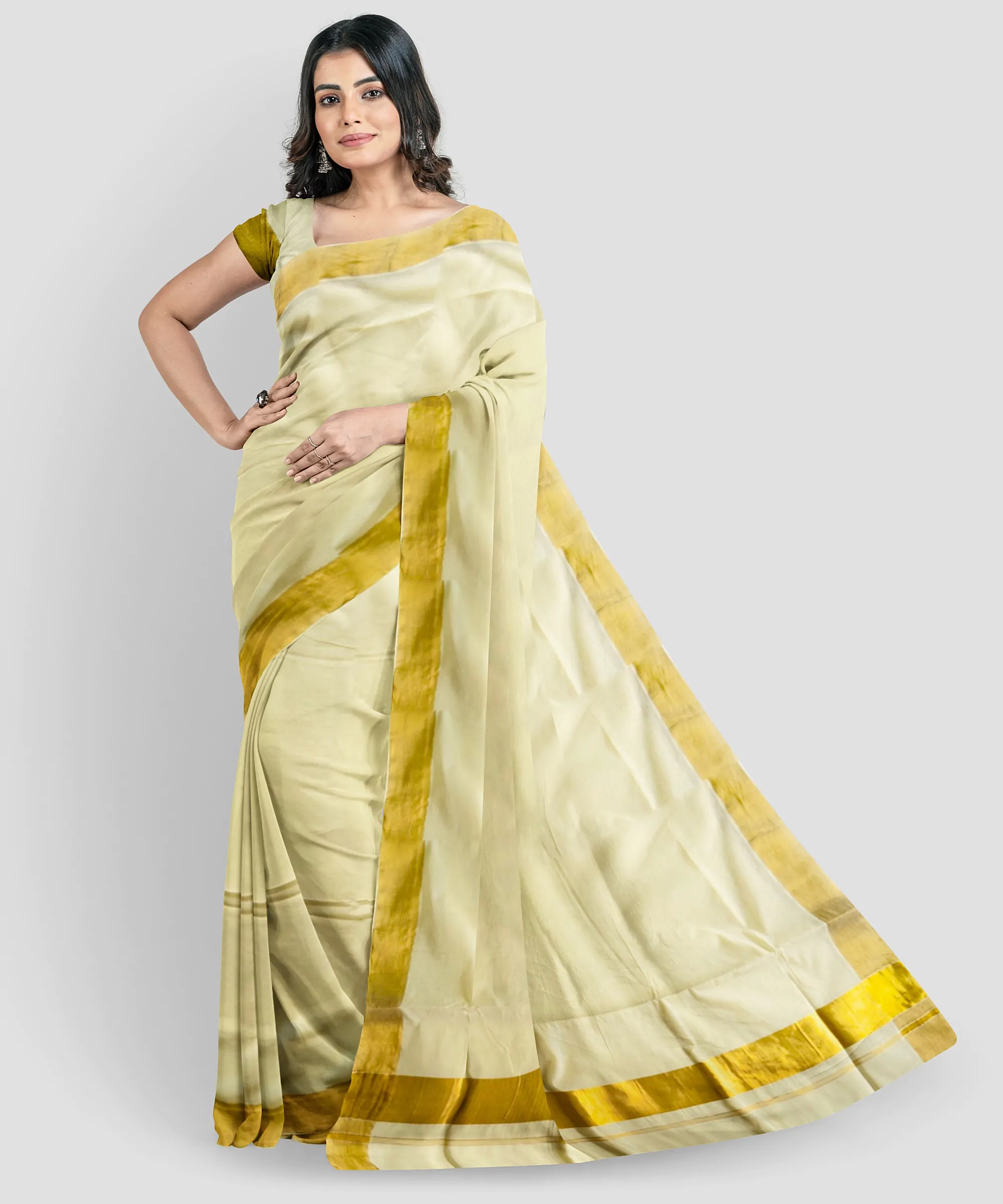 WOODLOOM HANDLOOM COTTON KERALA SAREE - Image 7