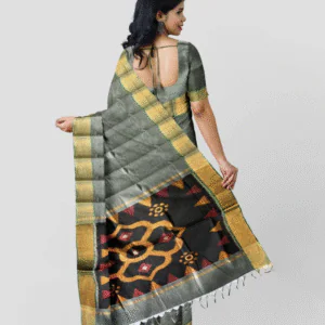 WOODLOOM HANDLOOM WOVEN POCHUMPALLY SAREE - Image 3