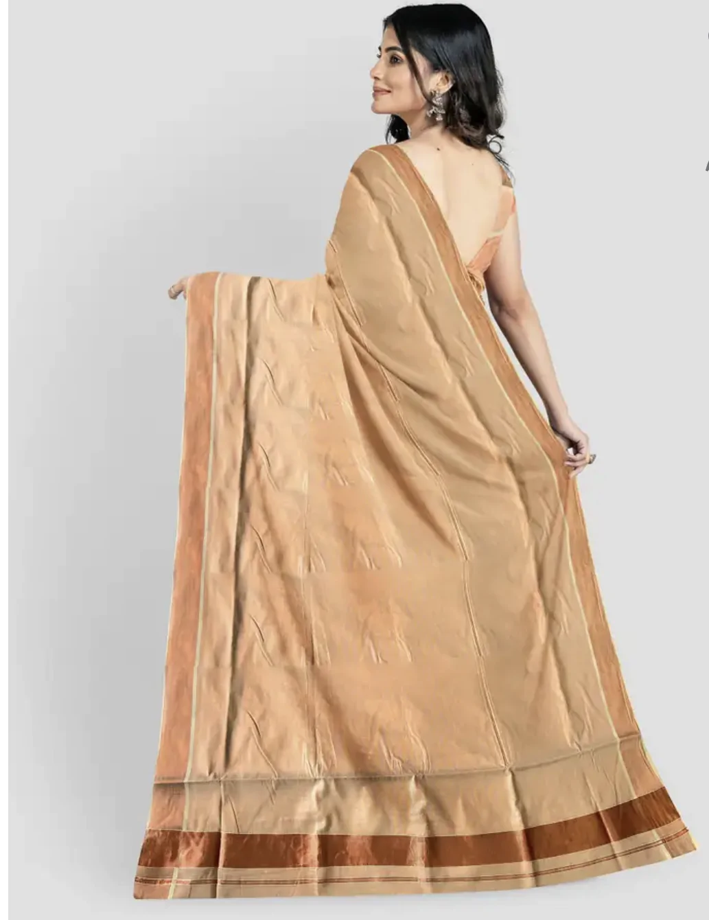 WOODLOOM HANDLOOM TISSUE KASAVU SAREE - Image 8