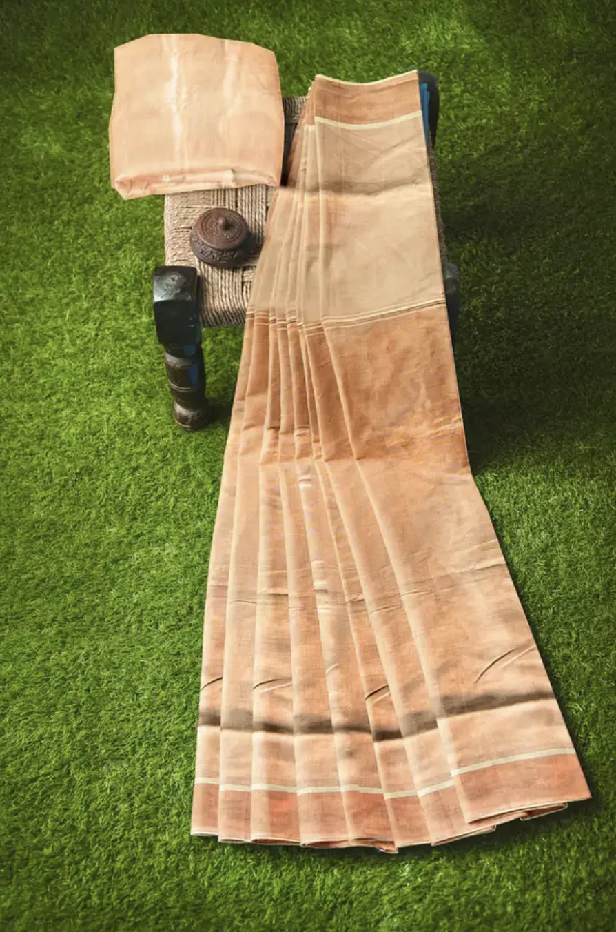 WOODLOOM HANDLOOM TISSUE KASAVU SAREE - Image 3