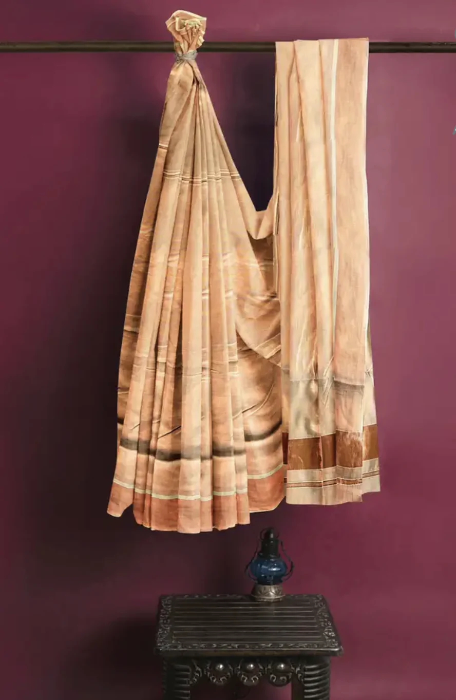 WOODLOOM HANDLOOM TISSUE KASAVU SAREE - Image 9