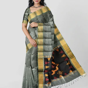 WOODLOOM HANDLOOM WOVEN POCHUMPALLY SAREE - Image 8