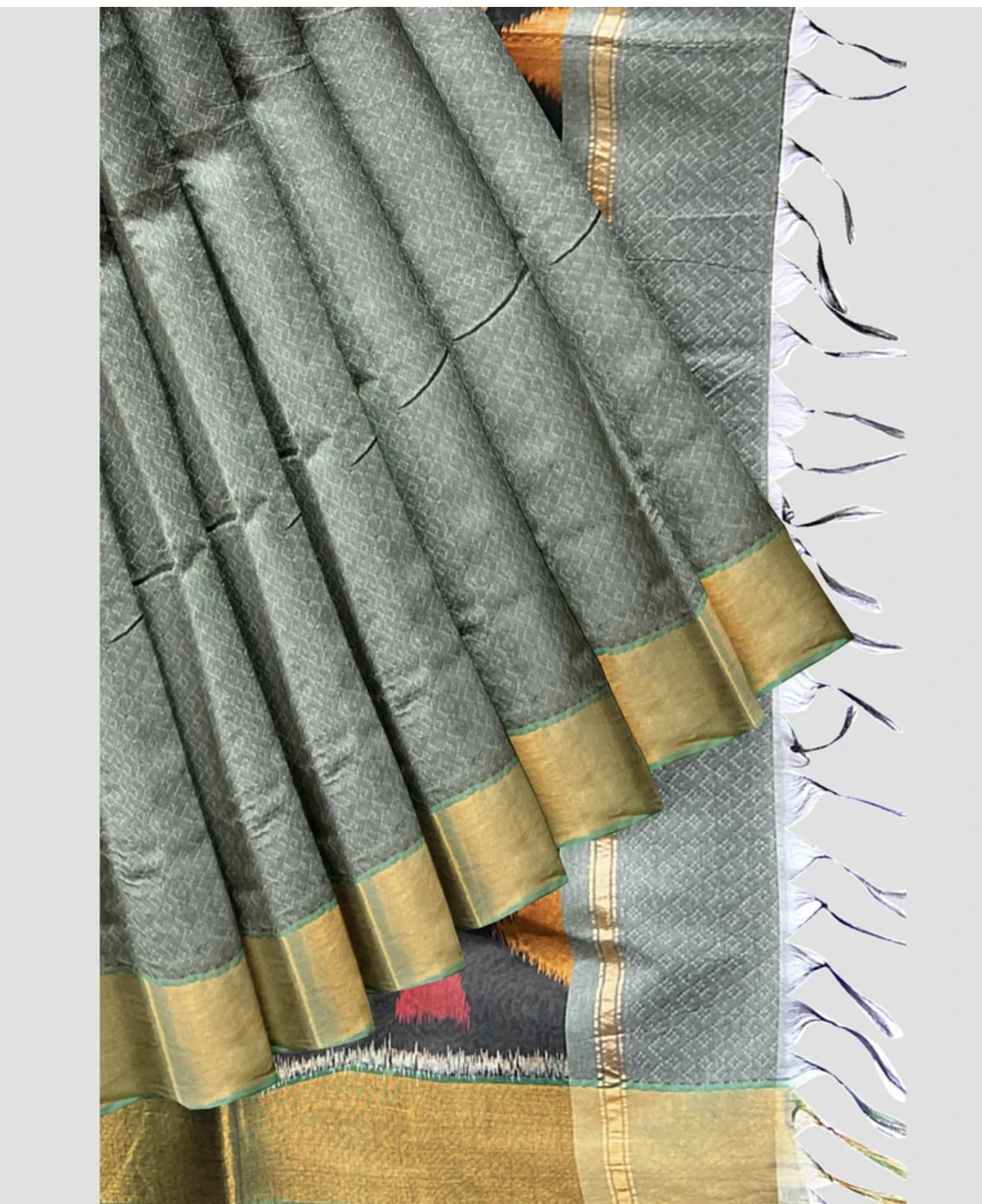 WOODLOOM HANDLOOM WOVEN POCHUMPALLY SAREE - Image 6