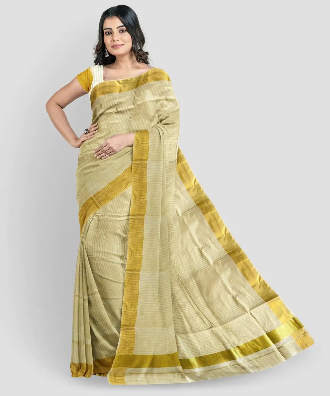 WOODLOOM HANDLOOM COTTON KASAVU SAREE - Image 3