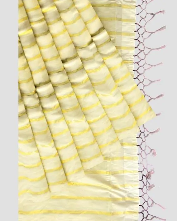 WOODLOOM STRIPED KASAVU  HANDLOOM COTTON SAREE - Image 7