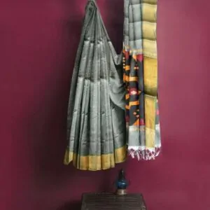 WOODLOOM HANDLOOM WOVEN POCHUMPALLY SAREE - Image 9