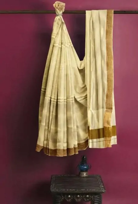 WOODLOOM HANDLOOM COTTON KERALA SAREE - Image 3