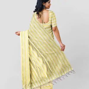 WOODLOOM STRIPED KASAVU  HANDLOOM COTTON SAREE - Image 2