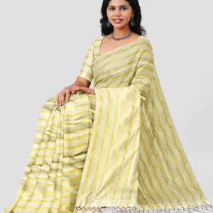 WOODLOOM STRIPED KASAVU  HANDLOOM COTTON SAREE - Image 3