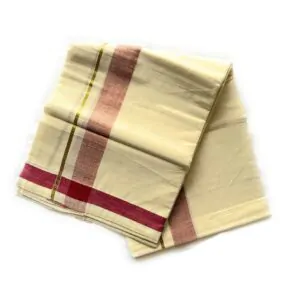 WOODLOOM HANDLOOM KASAVU KERALA DHOTHI - Image 3