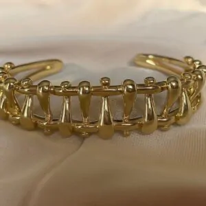 Kallos By Woodenza Gold Cuff Bangle - Image 2