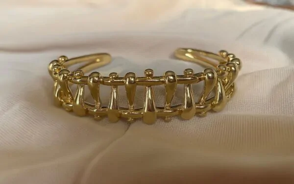 Kallos By Woodenza Gold Cuff Bangle