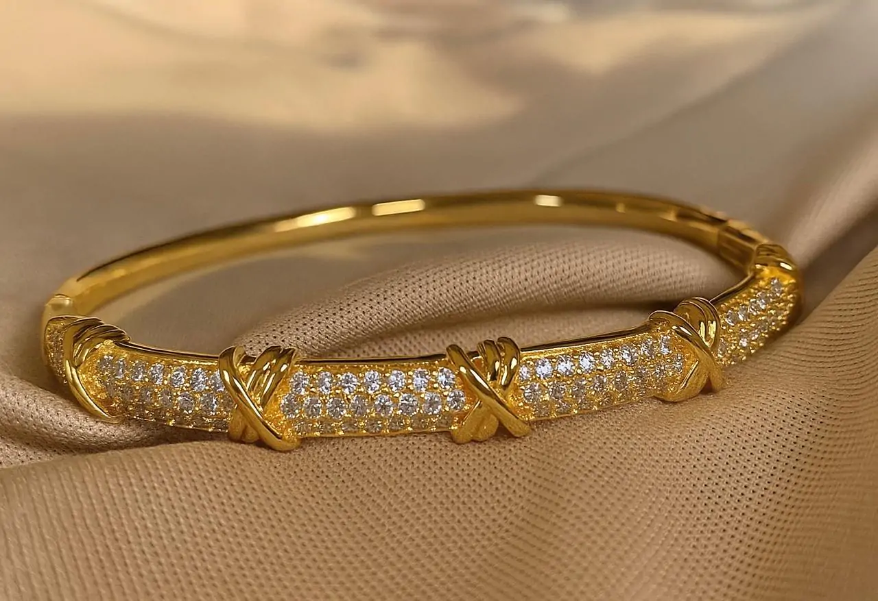 Kallos By Woodenza Gold Plated Bangle