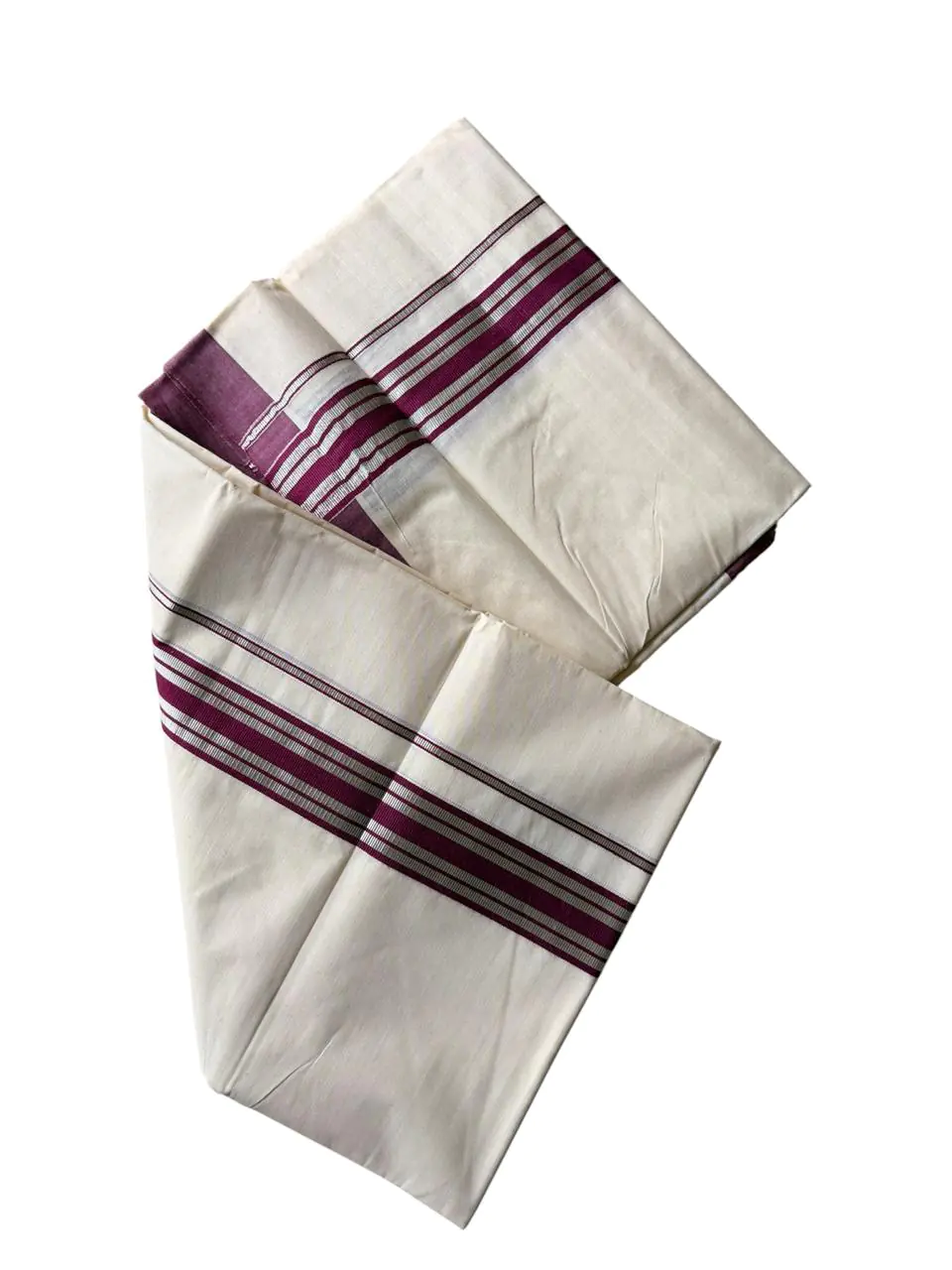 WOODLOOM WOVEN KASAVU DOUBLE DHOTI - Image 2
