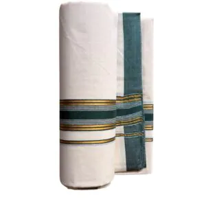 Woodloom Handloom Mundu Woven Men Dhoti Jaquard Design