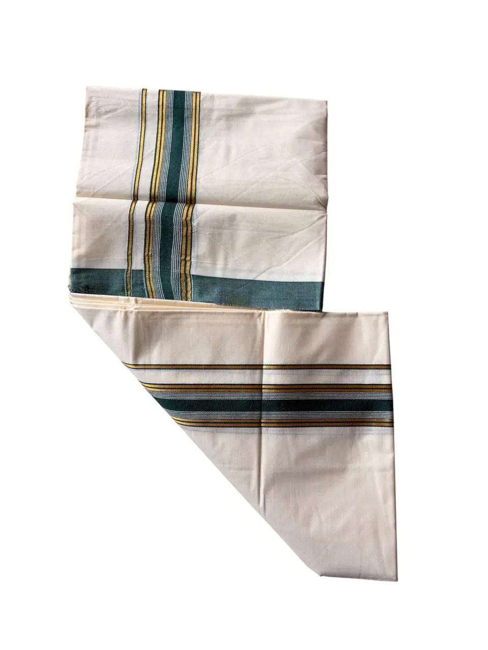 Woodloom Handloom Mundu Woven Men Dhoti Jaquard Design - Image 2