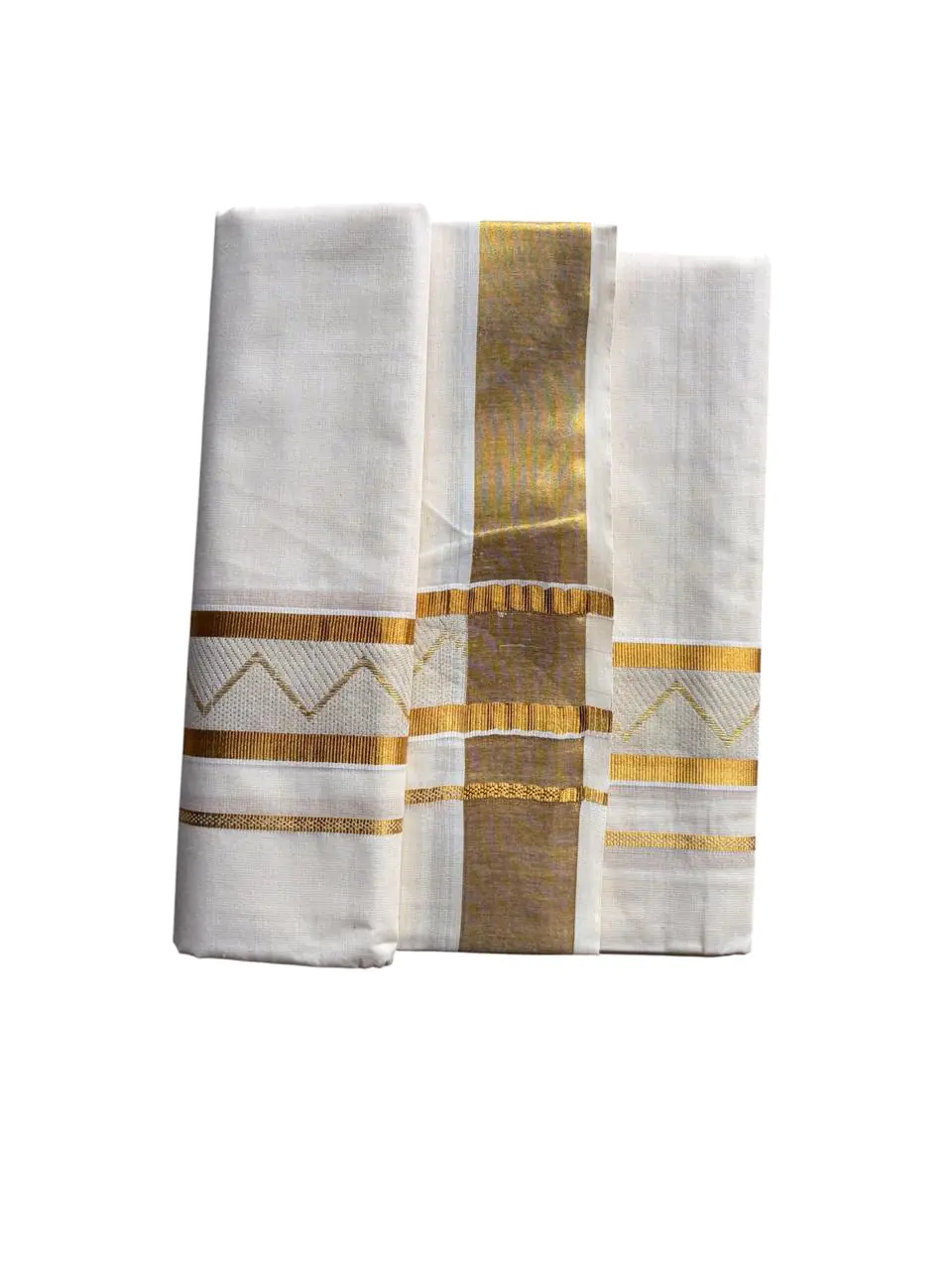 Woodloom Handloom Mundu Woven Men Dhoti Jaquard Design