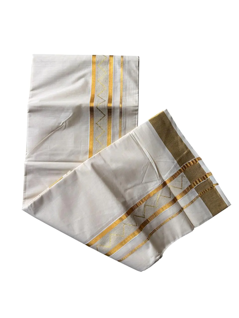 Woodloom Handloom Mundu Woven Men Dhoti Jaquard Design - Image 2